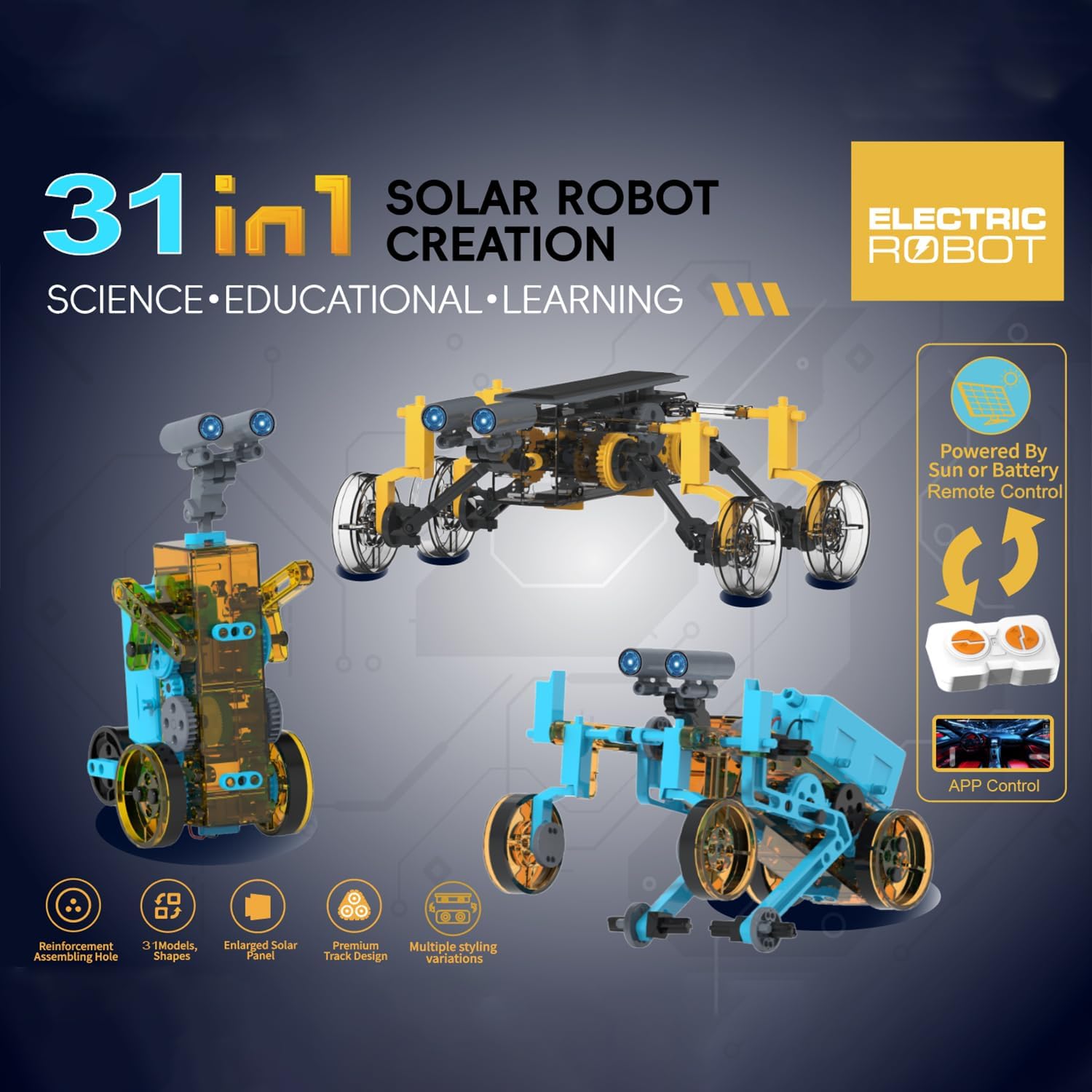 31-Piece - Science - Solar Robot Kit - STEM Learning Toy