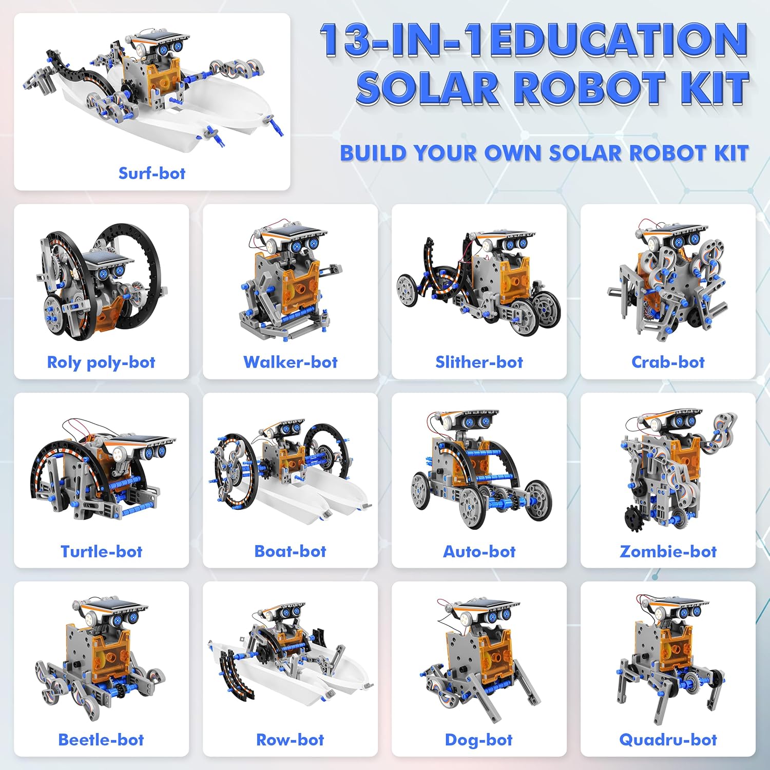 13-Piece - Solar - STEM Robot Kit - STEM Learning Toy - Ages 8-12