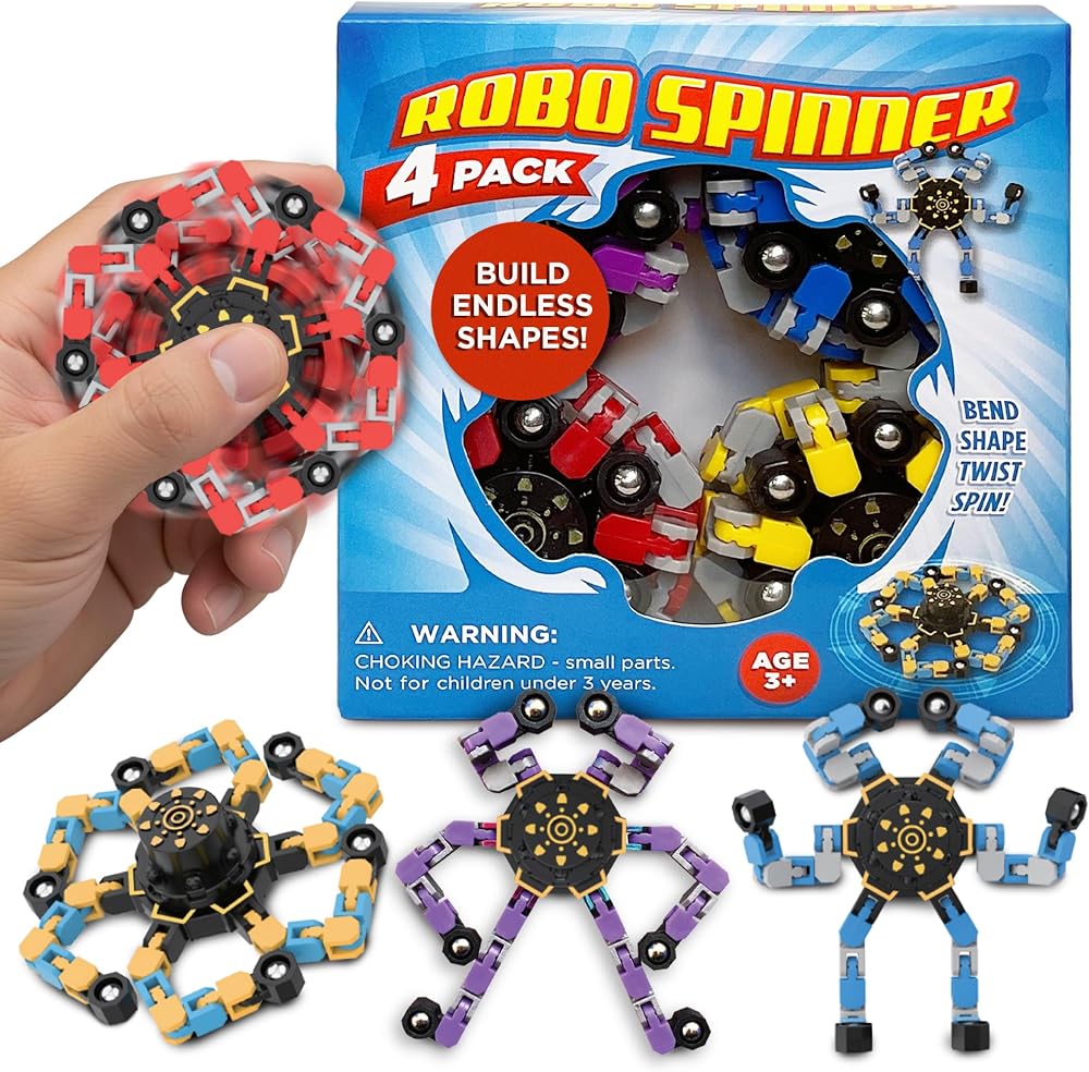 4-Piece - Robot - Stocking Stuffer Toys - Sensory Play Toy - Ages 3+