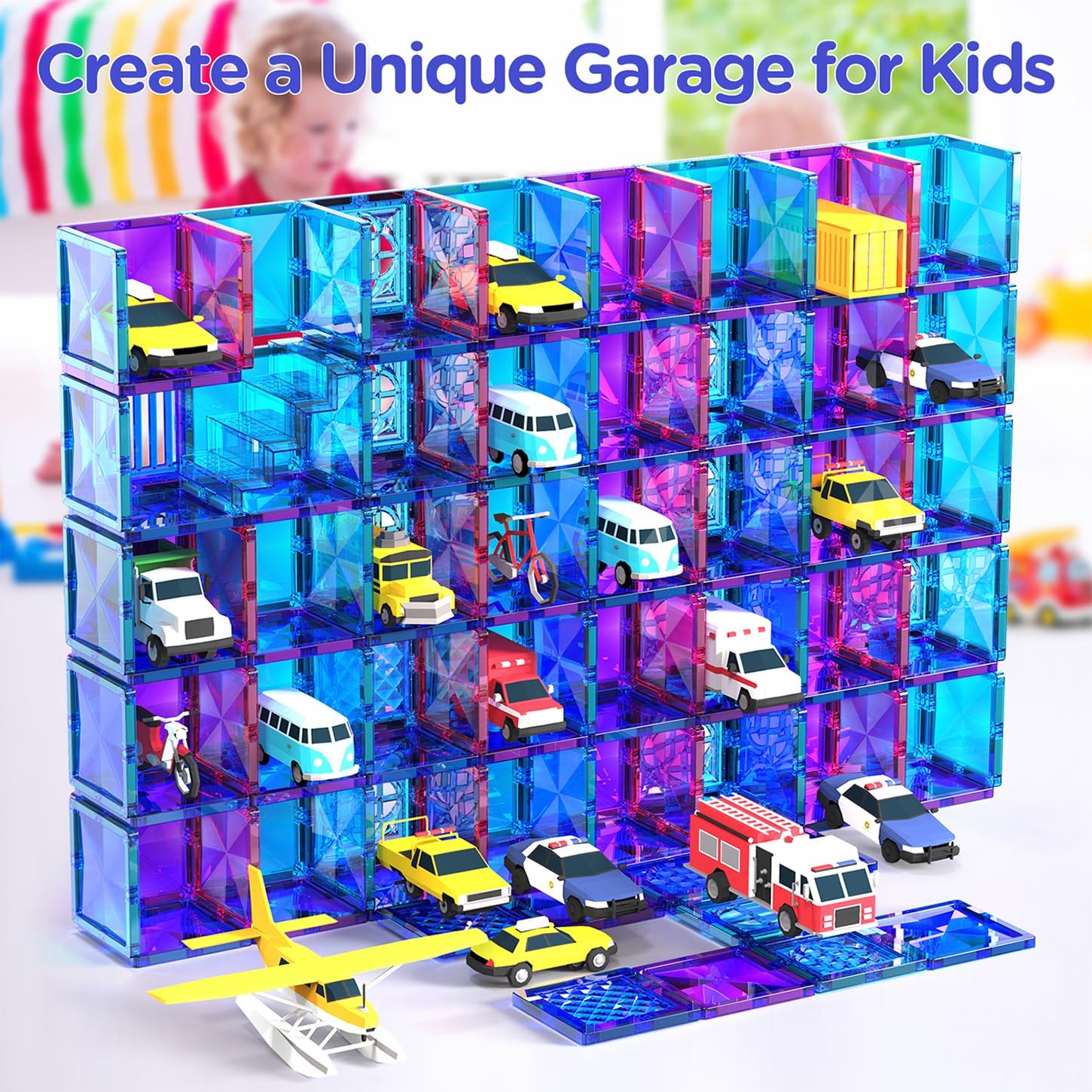 116-Piece - Magnetic Building Tiles Set - STEM Learning Toy - Ages 3