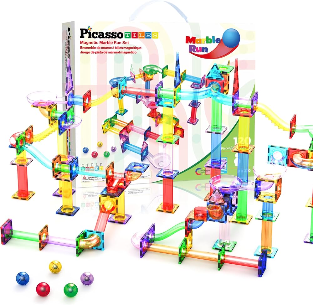 120-Piece - Magnetic - Marble Run Building Set - STEM Learning Toy - Ages 3+
