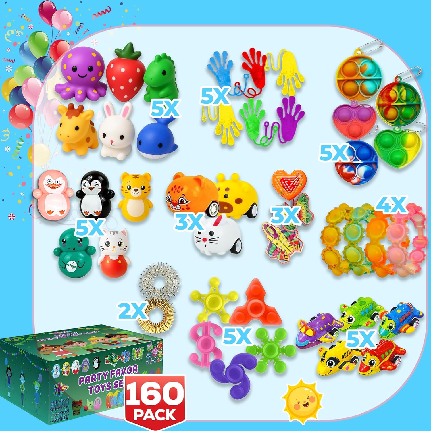 160-Piece - Sensory - Party Favor Toys - Sensory Play Toy