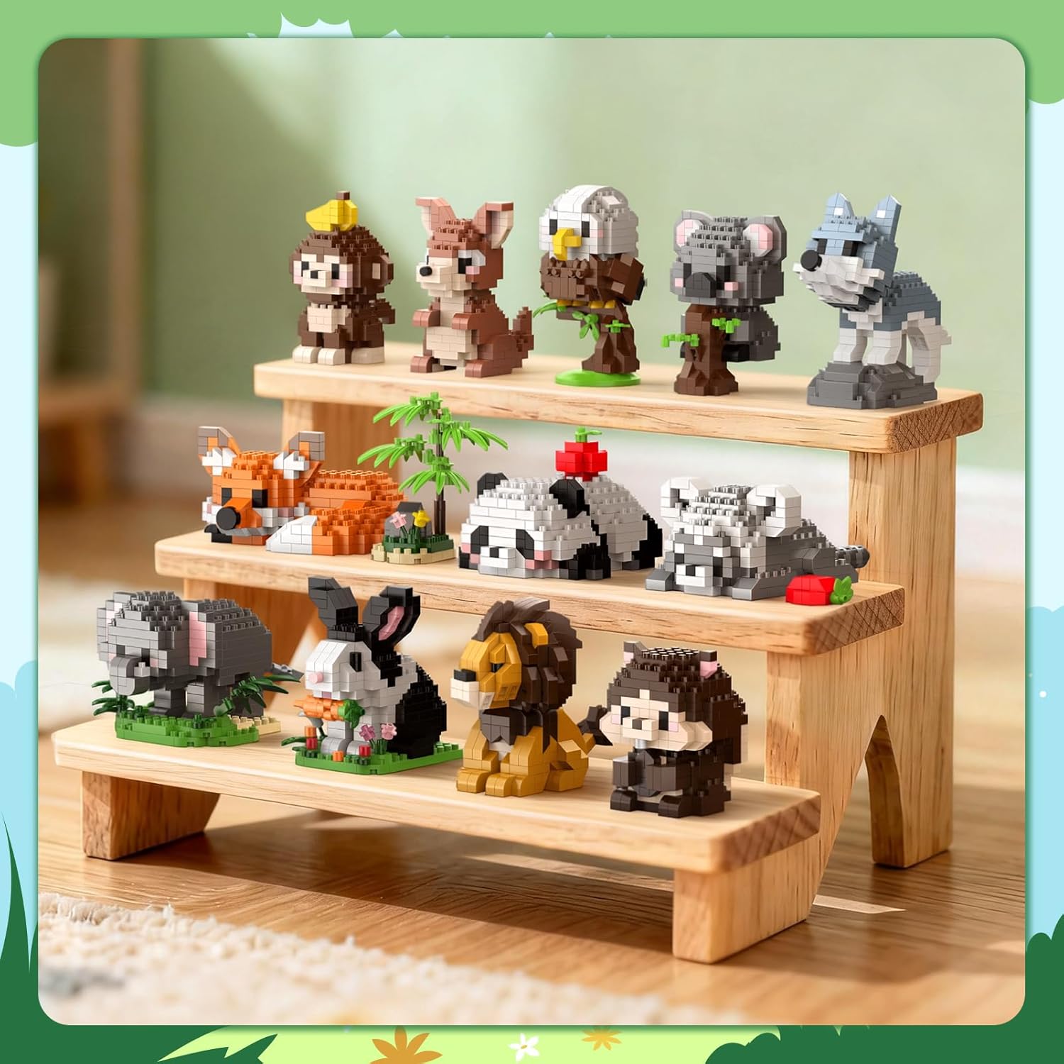12-Piece - Animal - Mini Building Blocks Set - Creative Play Toy - Ages 14+