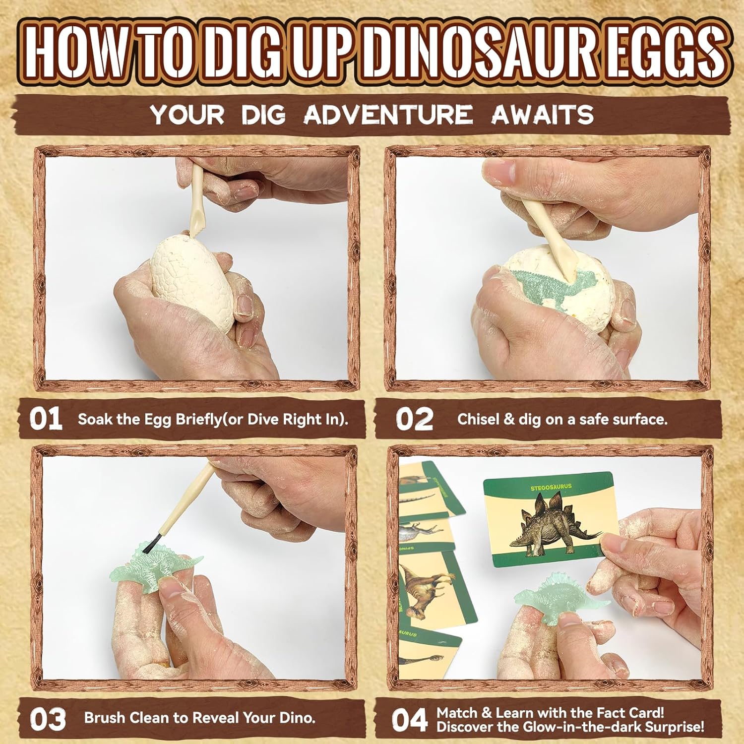 12-Piece - Dinosaur Dig Kit - Creative Play Toy