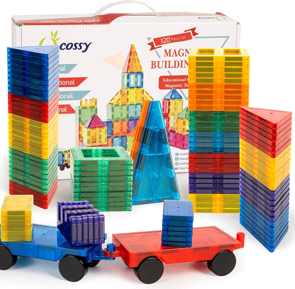 120-Piece - Magnetic Building Tiles Set - STEM Learning Toy