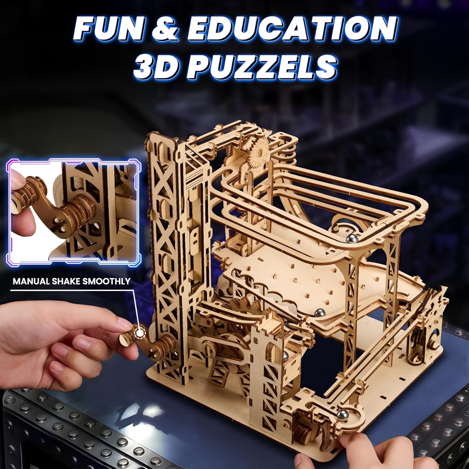 371-Piece - Wooden - Marble Run Building Set - Creative Play Toy - Ages 15+