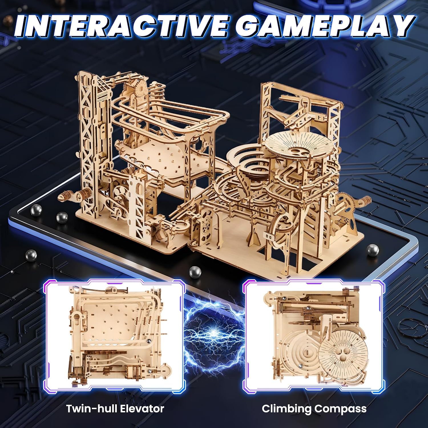 371-Piece - Wooden - Marble Run Building Set - Creative Play Toy - Ages 15+