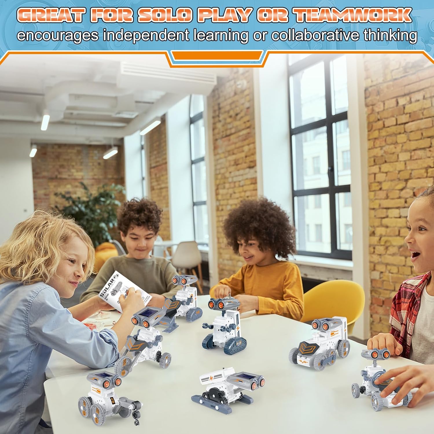 14-Piece - Science - Solar Robot Kit - STEM Learning Toy - Ages 8+