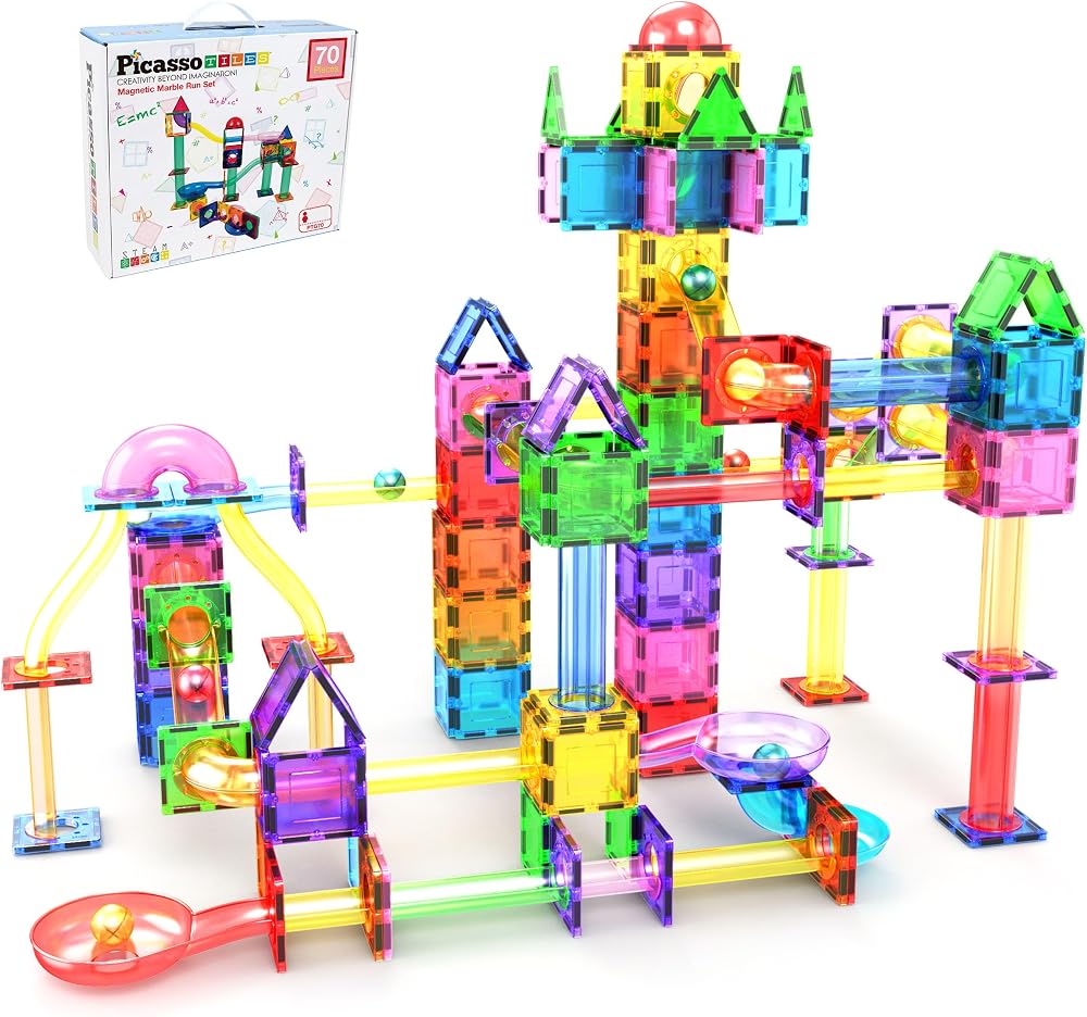 70-Piece - Magnetic - Marble Run Building Set - STEM Learning Toy - Ages 3+