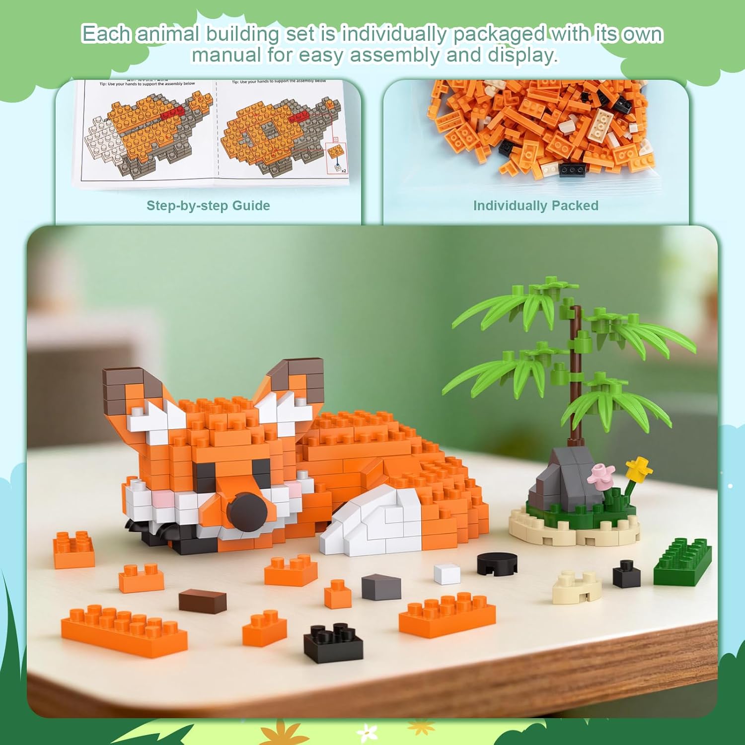 12-Piece - Animal - Mini Building Blocks Set - Creative Play Toy - Ages 14+