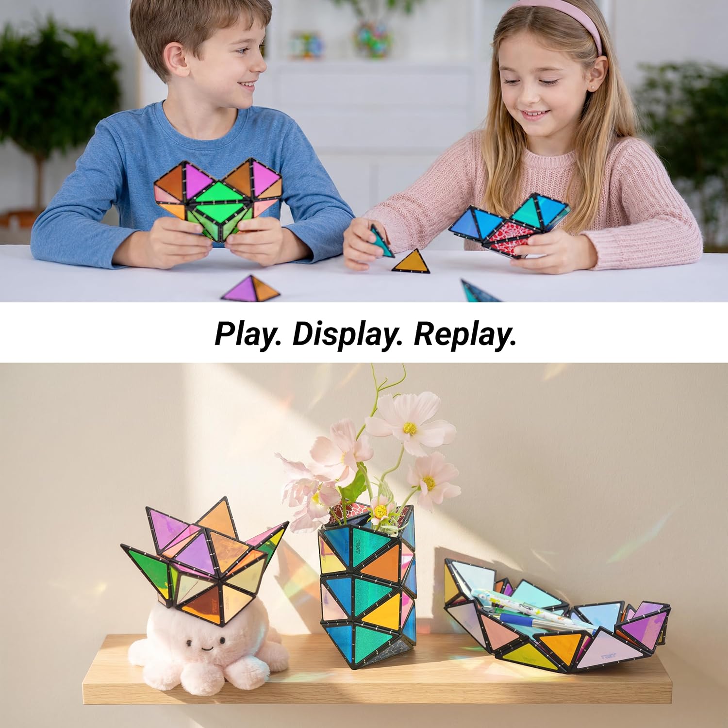 12-Piece - Magnetic Building Tiles Set - STEM Learning Toy