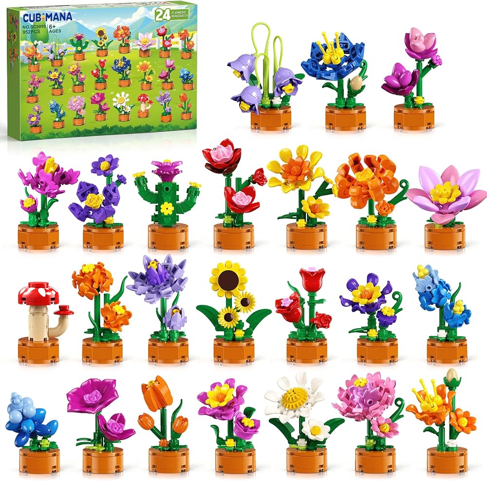24-Piece - Flower - Mini Building Blocks Set - Creative Play Toy