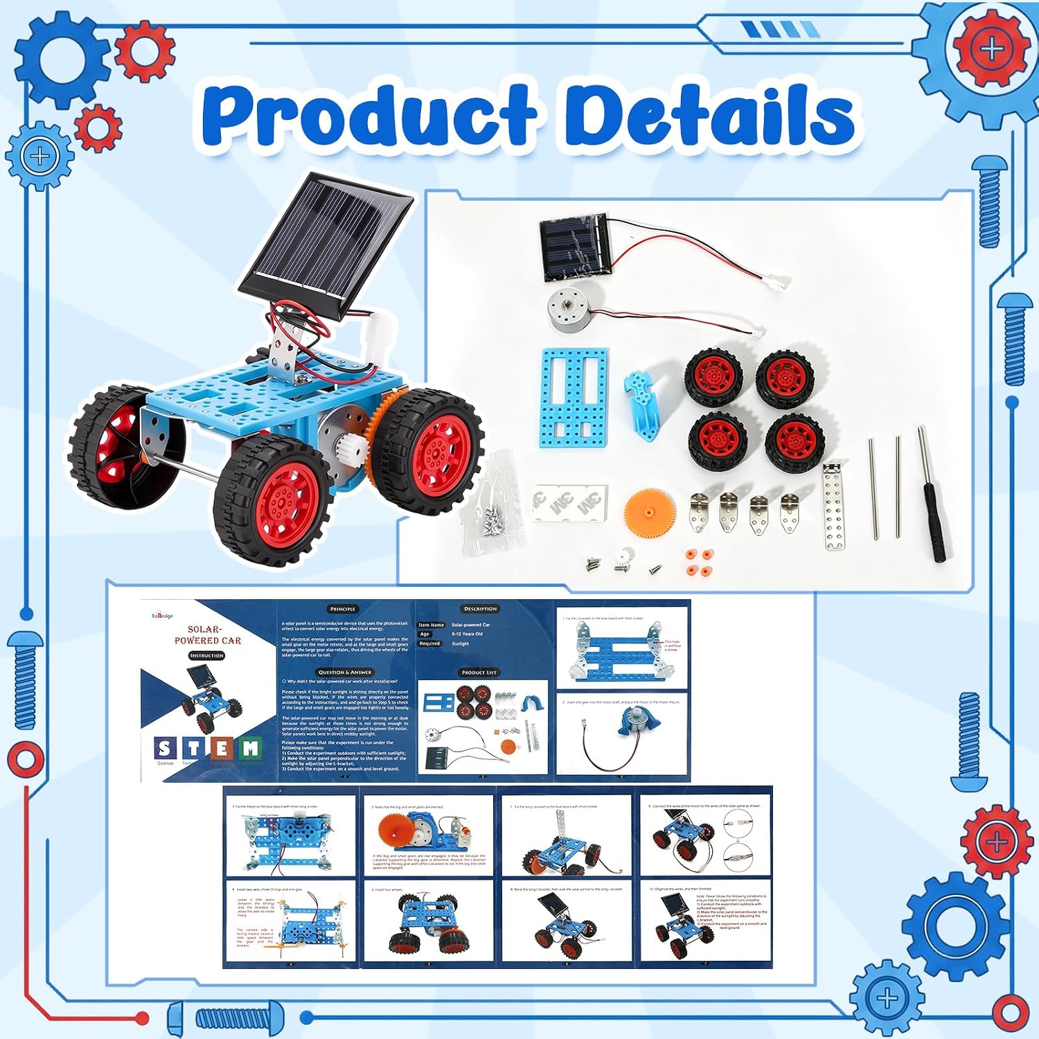 12-Piece - Solar - STEM Robot Kit - STEM Learning Toy - Ages 12-14