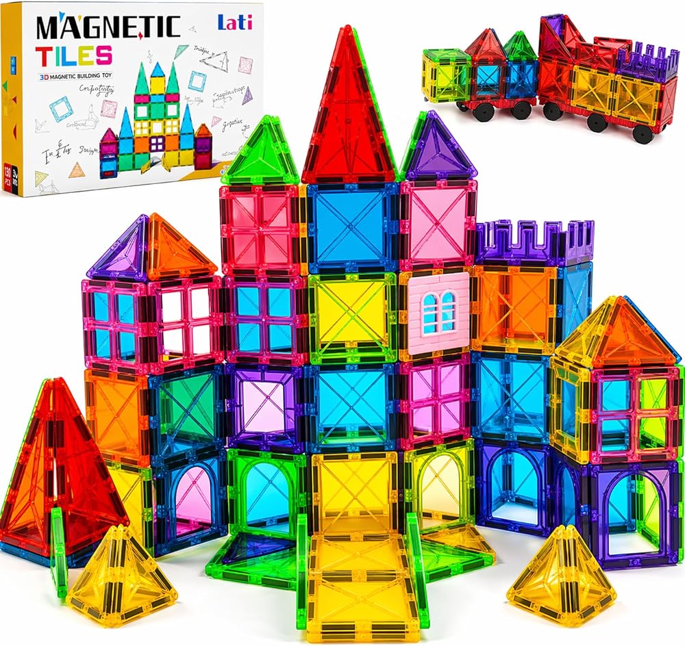Magnetic Building Tiles Set - STEM Learning Toy - Ages 3–8