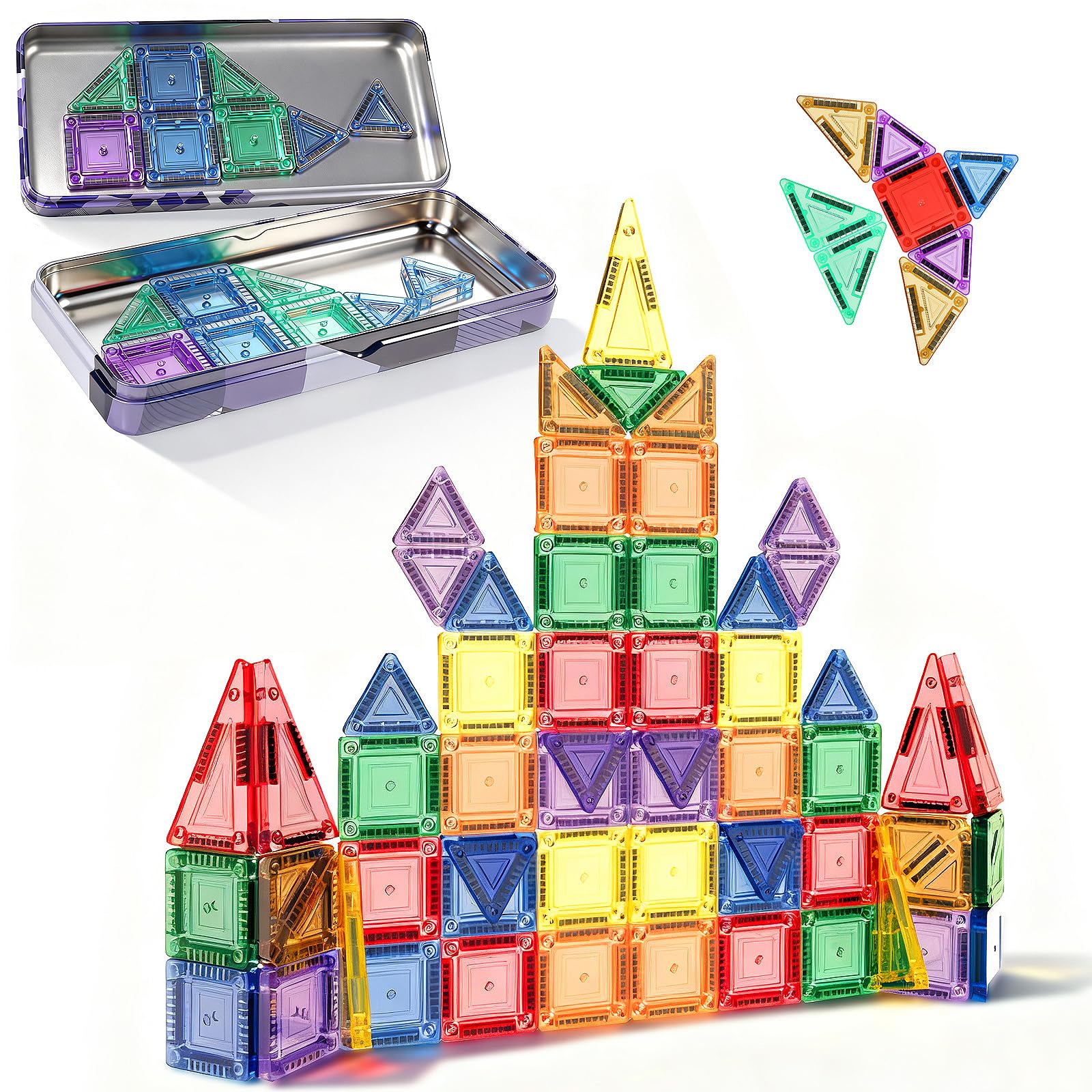 70-Piece - Magnetic Building Tiles Set - STEM Learning Toy - Ages 3-5
