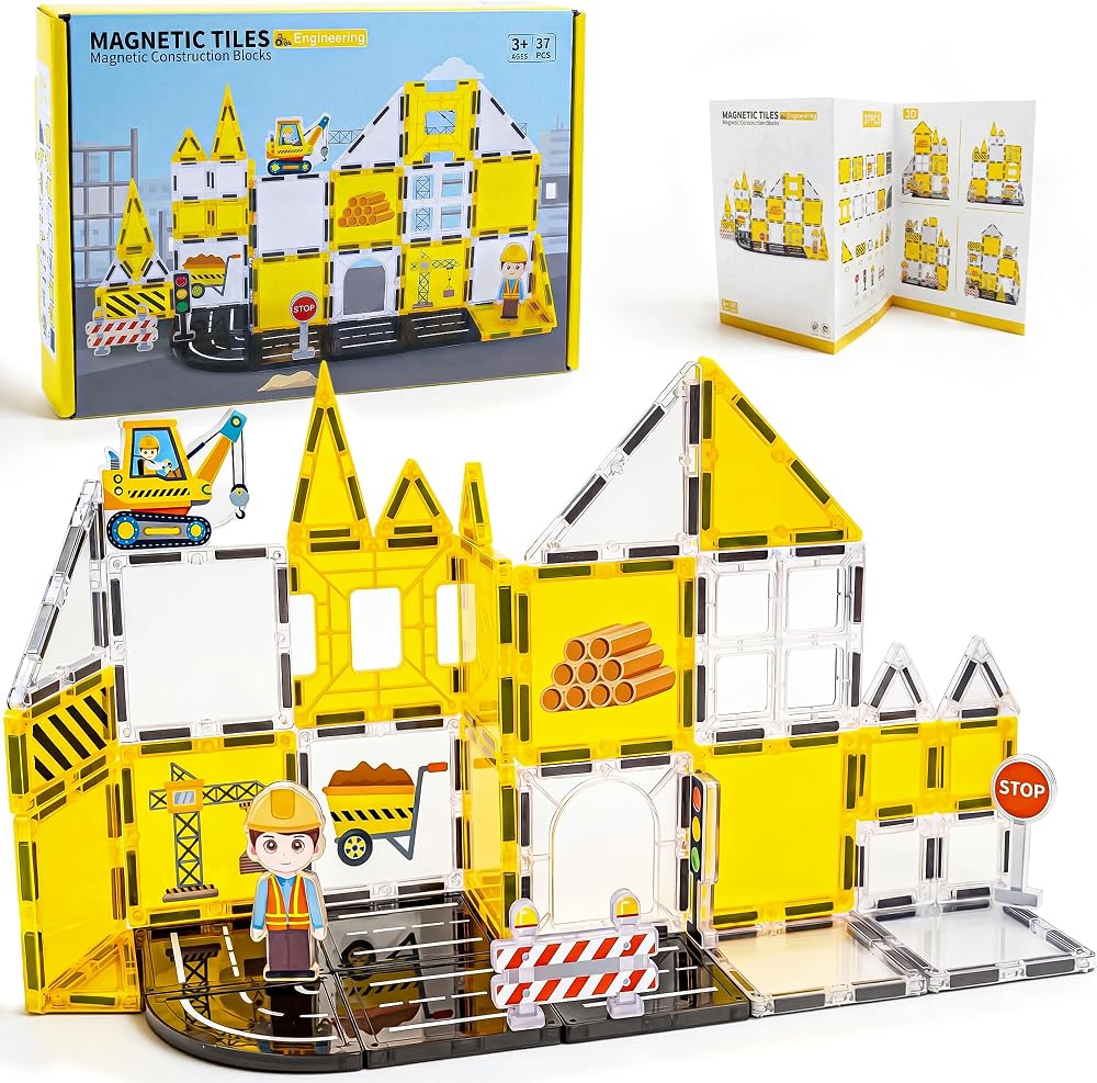 37-Piece - Magnetic Building Tiles Set - STEM Learning Toy