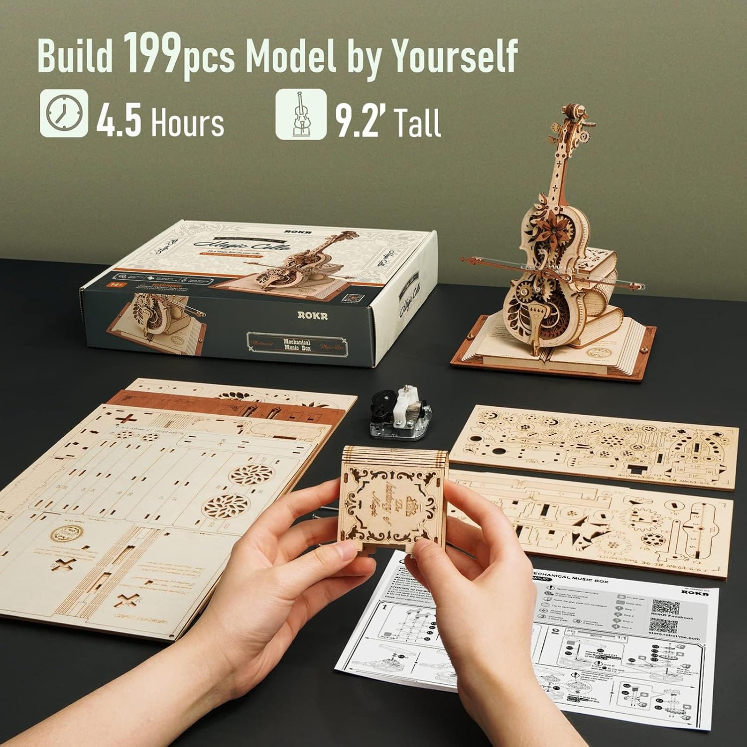 199-Piece - 3D Wooden Puzzle Kit - Creative Play Toy - Ages 14+