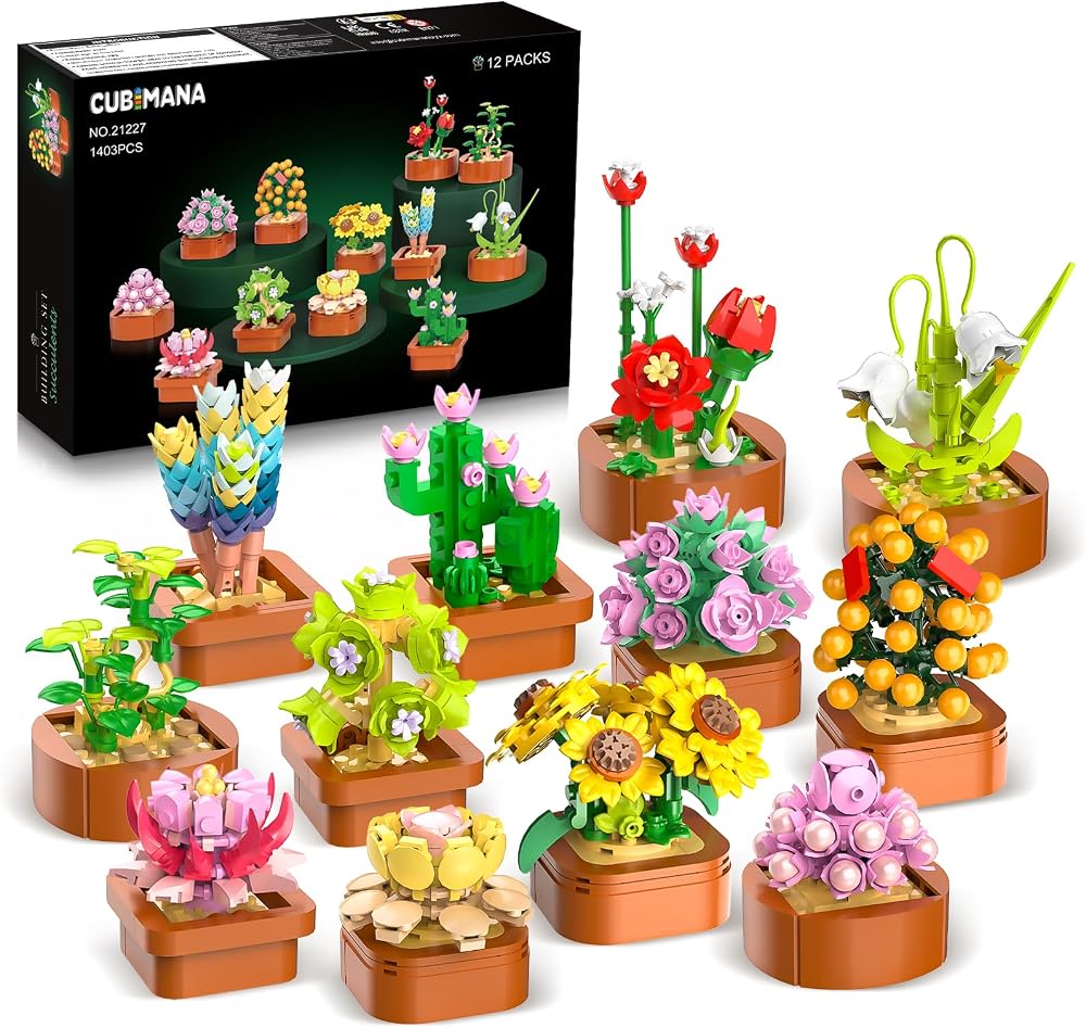 12-Piece - Flower - Mini Building Blocks Set - Creative Play Toy - Ages 6+