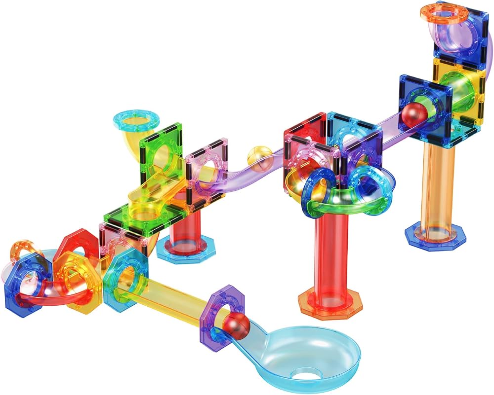 60-Piece - Magnetic - Marble Run Building Set - STEM Learning Toy - Ages 3+