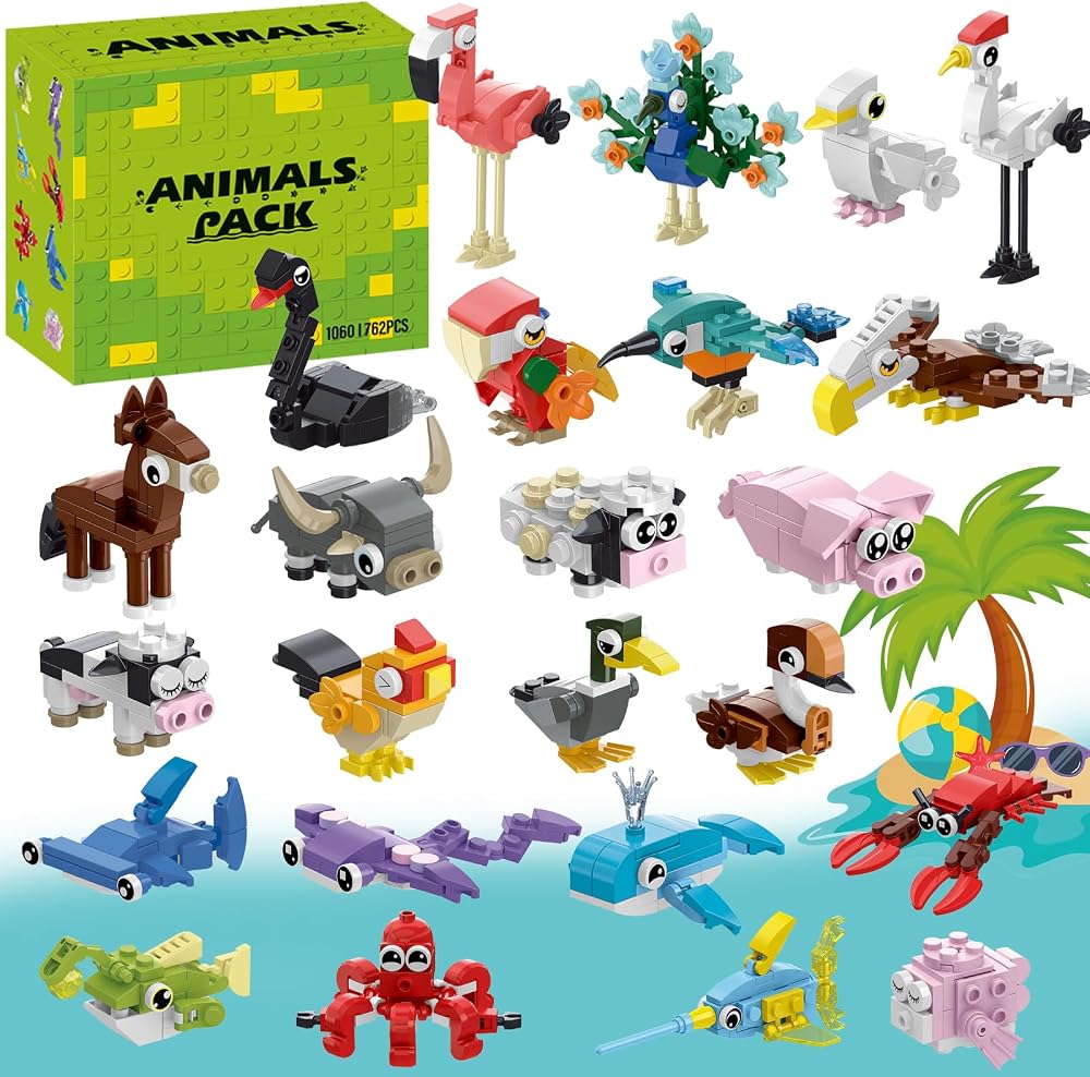 24-Piece - Animal - Blind Box Mini Bricks Set - Creative Play Toy - Ages 6+