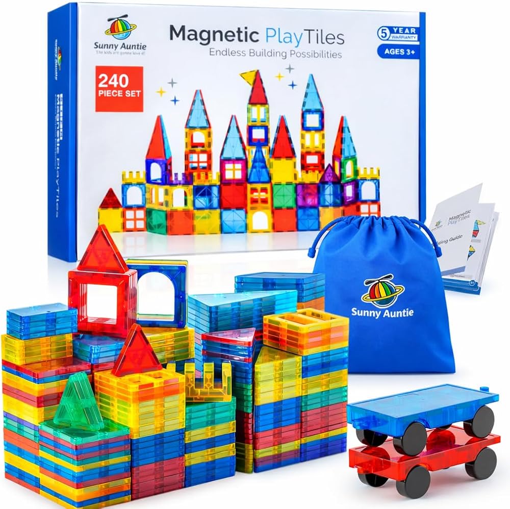 240-Piece - Car - Magnetic Building Tiles Set - STEM Learning Toy - Ages 3+-24