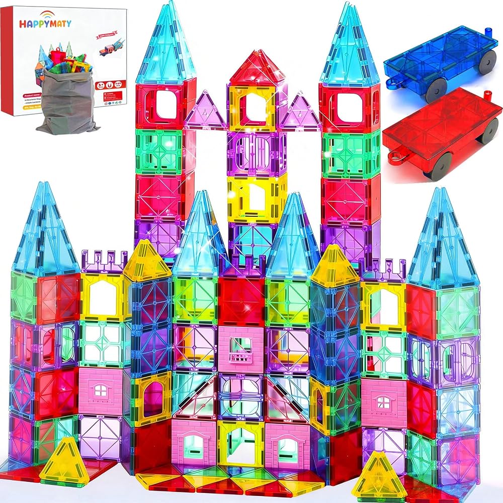 106-Piece - Car - Magnetic Building Tiles Set - STEM Learning Toy - Ages 3+