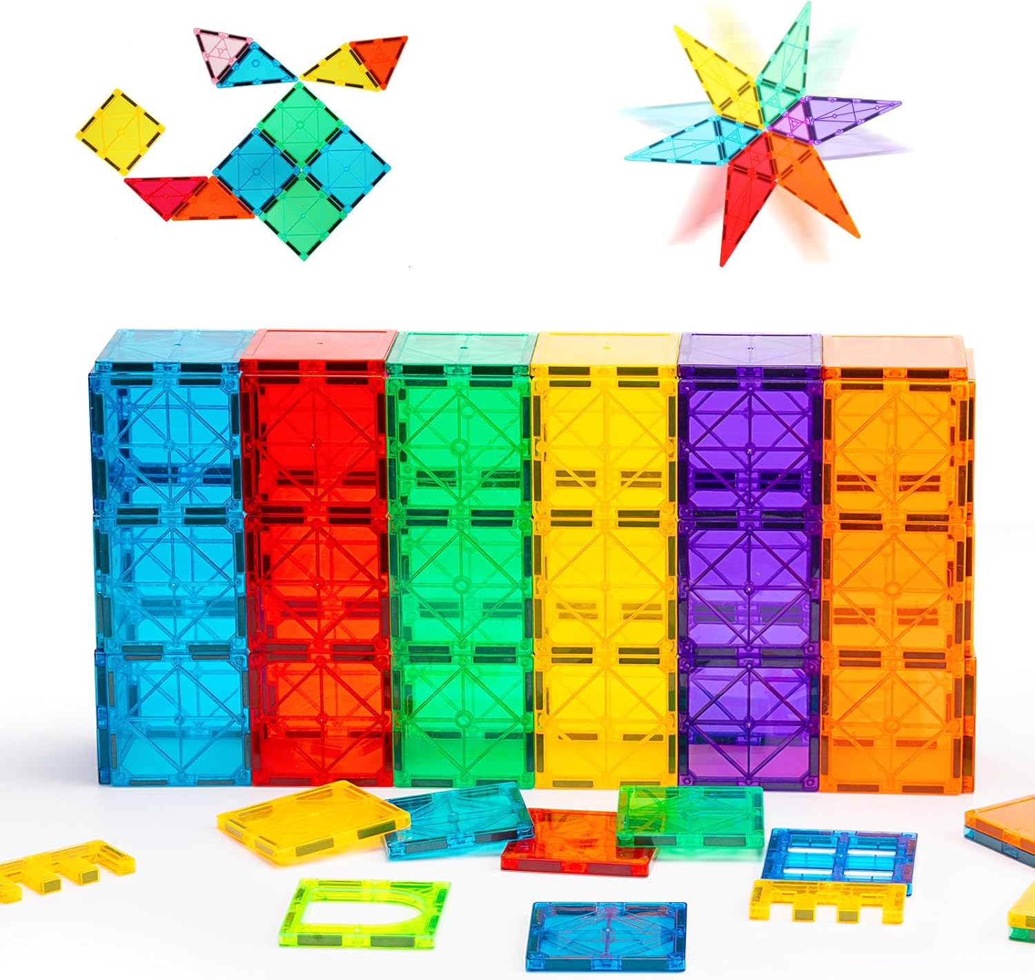 136-Piece - Car - Magnetic Building Tiles Set - Creative Play Toy - Ages 3+