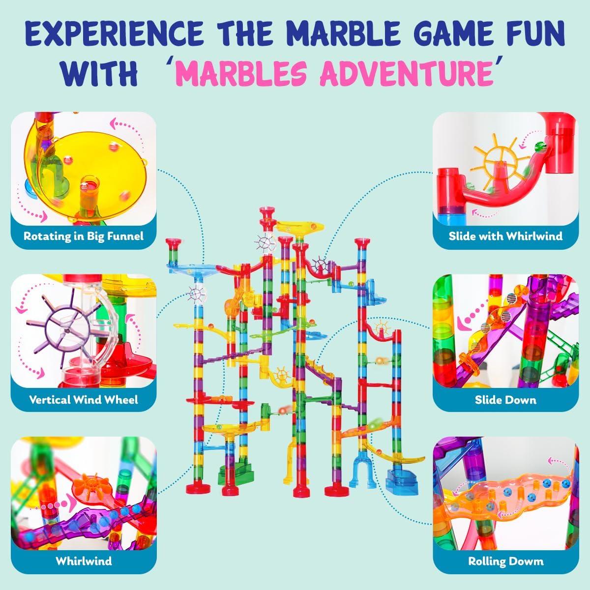 208-Piece - Marble Run Building Set - STEM Learning Toy - Ages 4