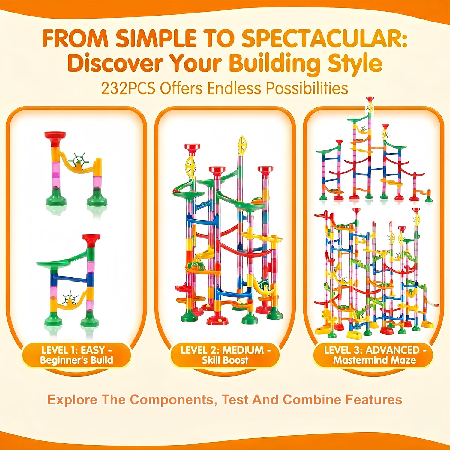 232-Piece - Marble Run Building Set - STEM Learning Toy