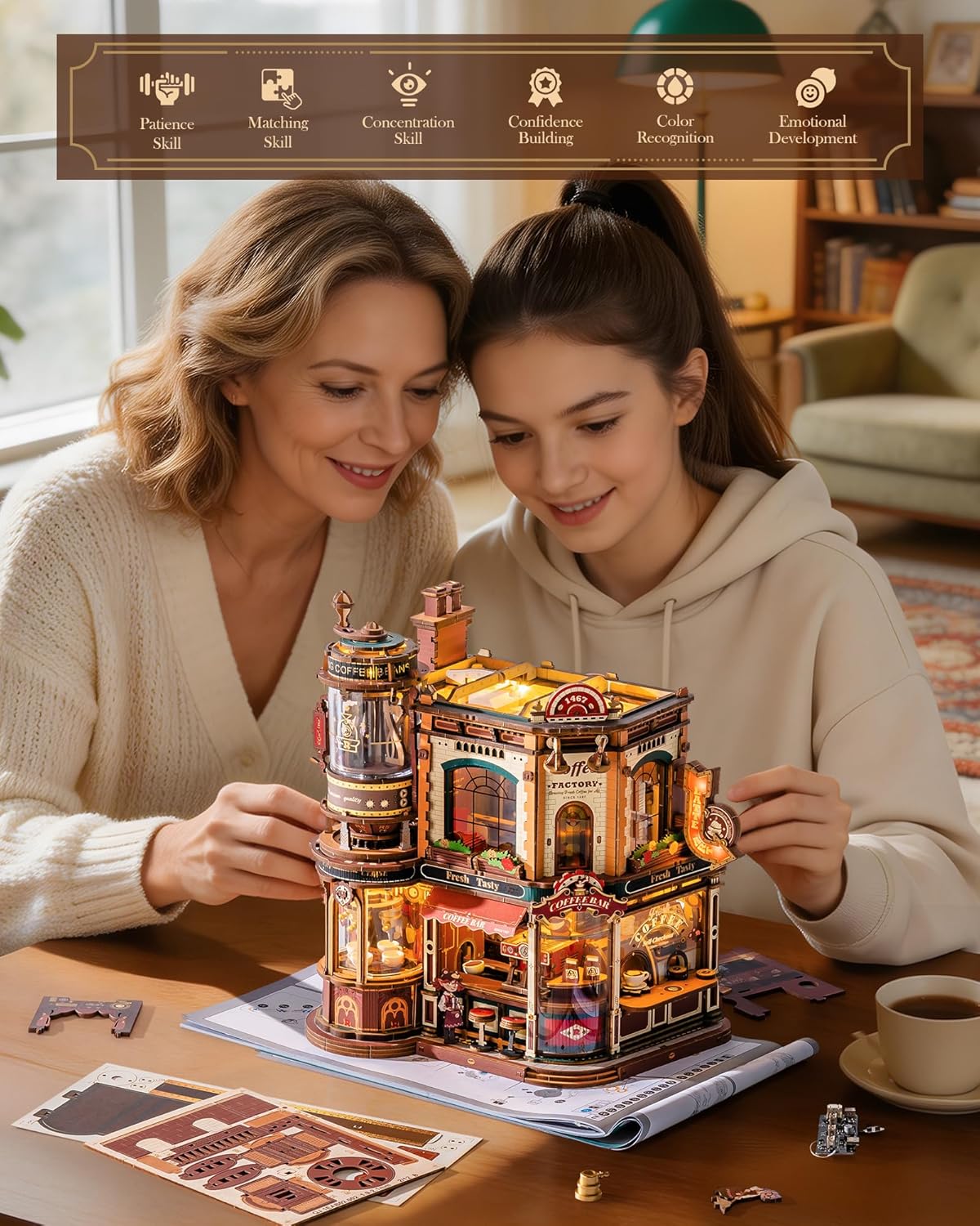 593-Piece - Robot - 3D Wooden Puzzle Kit - Creative Play Toy - Ages 14+
