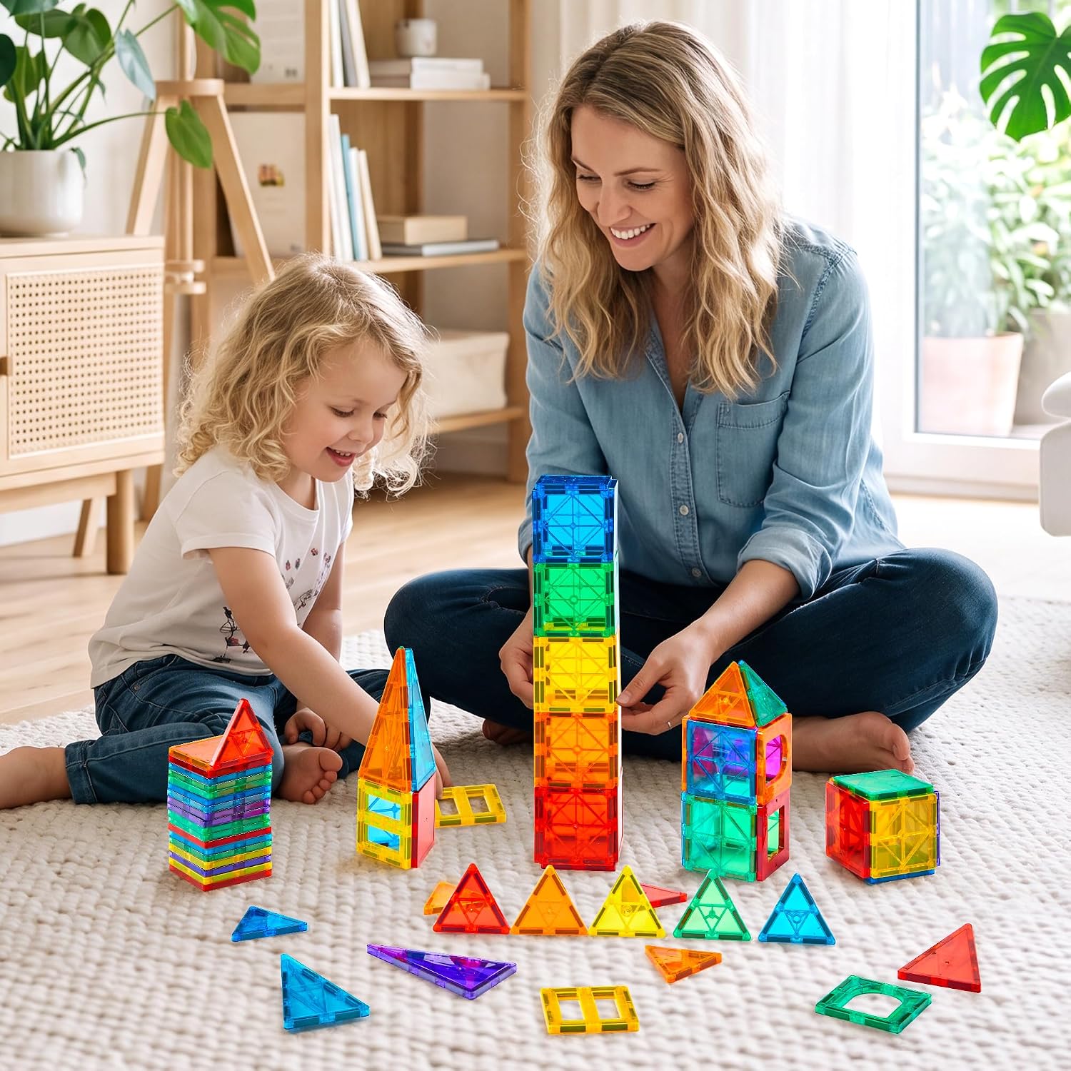 136-Piece - Car - Magnetic Building Tiles Set - Creative Play Toy - Ages 3+