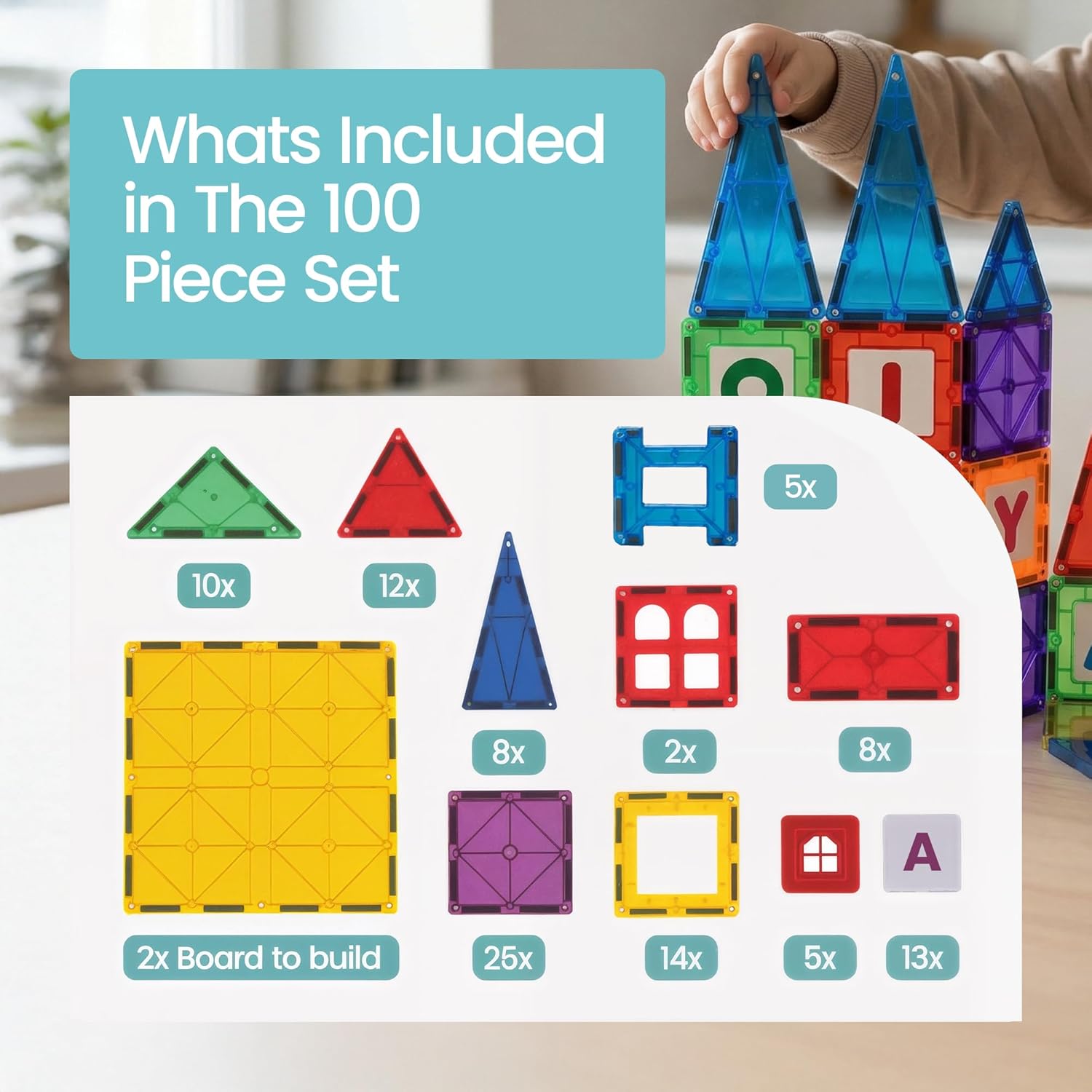 Car - Magnetic Building Tiles Set - STEM Learning Toy