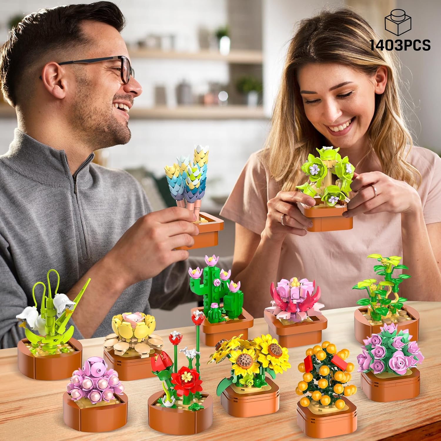 12-Piece - Flower - Mini Building Blocks Set - Creative Play Toy - Ages 6+