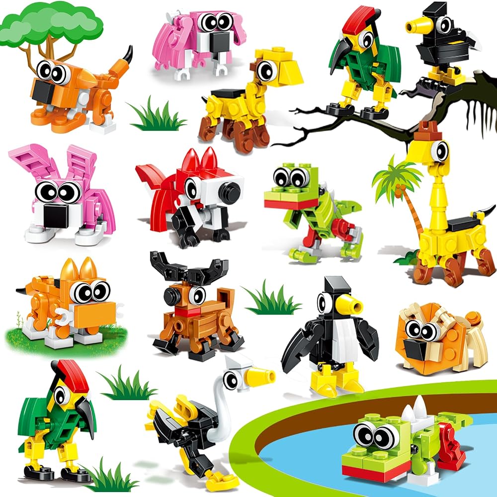 20-Piece - Animal - Mini Building Blocks Set - Creative Play Toy - Ages 3+