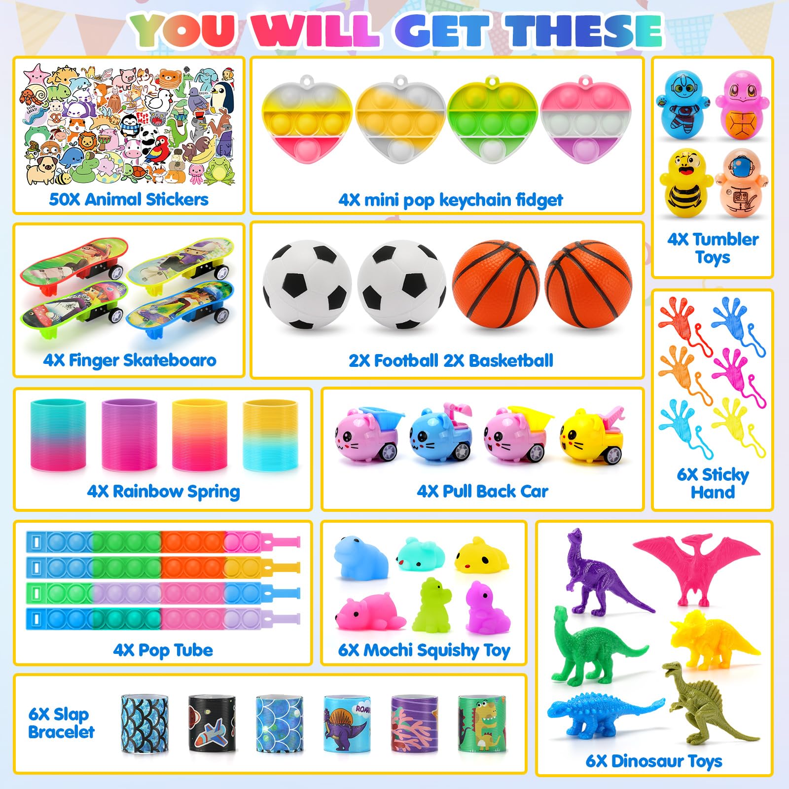 102-Piece - Car - Party Favor Toys - Sensory Play Toy - Ages 3+