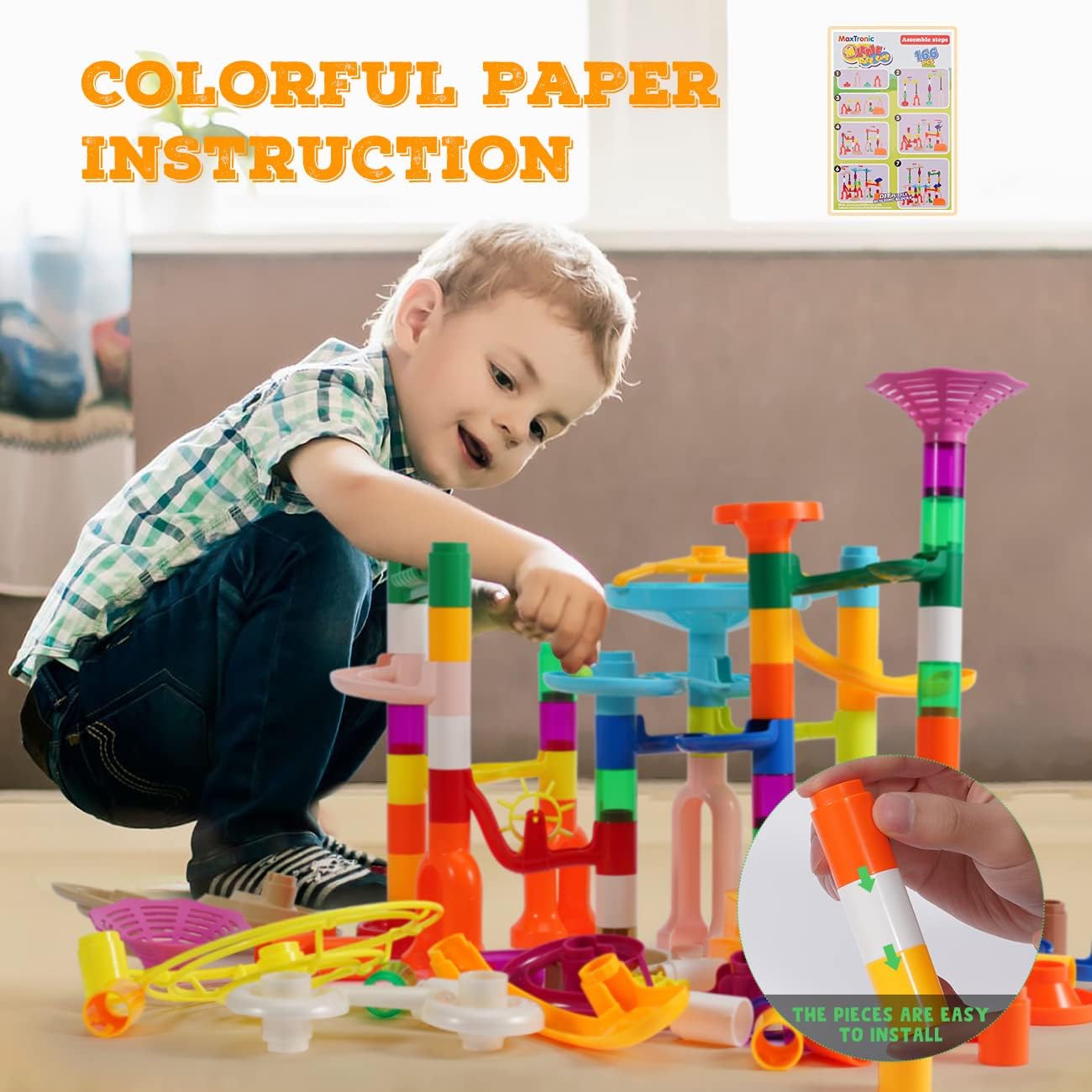 166-Piece - Marble Run Building Set - STEM Learning Toy