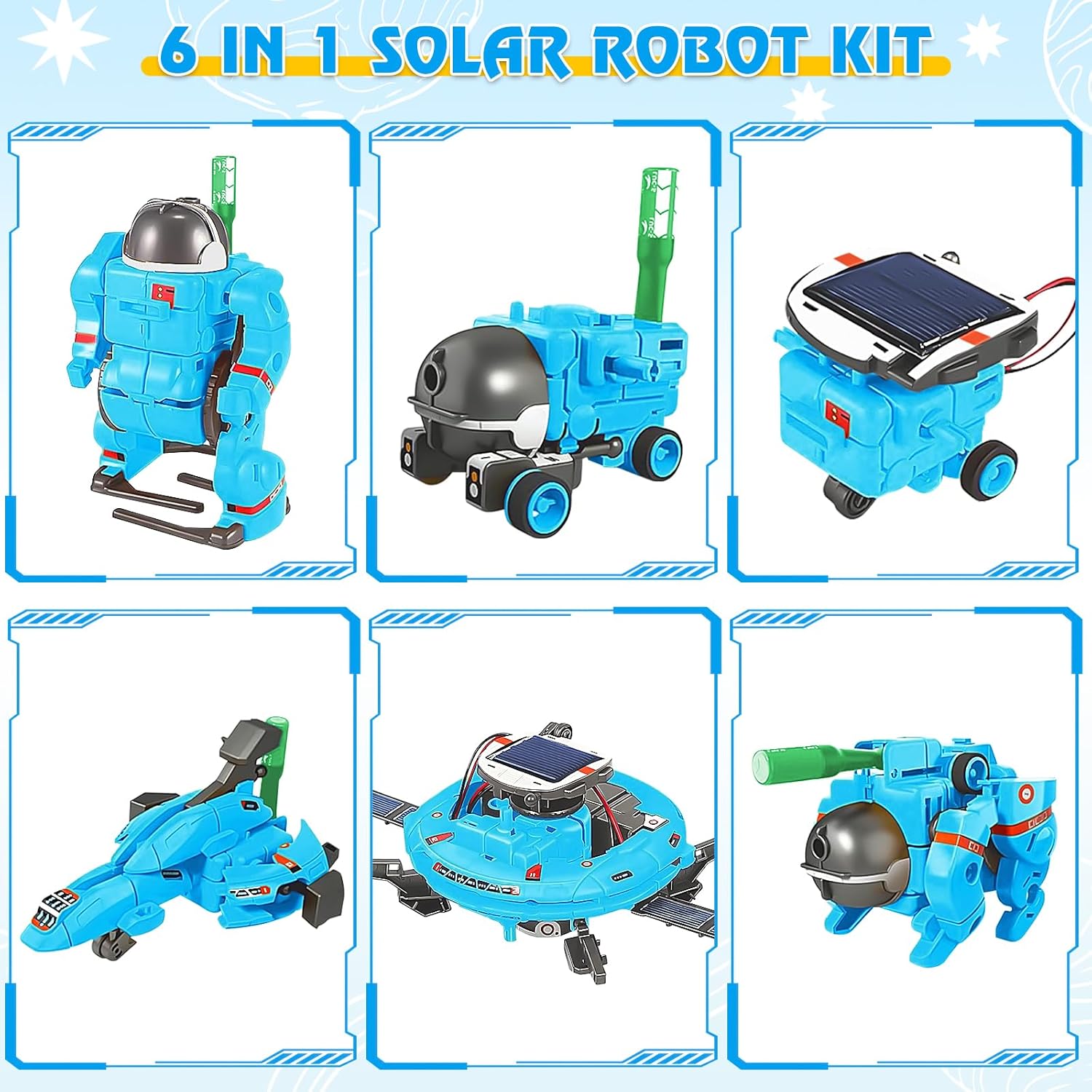 6-Piece - Space - Solar Robot Kit - STEM Learning Toy - Ages 8-12