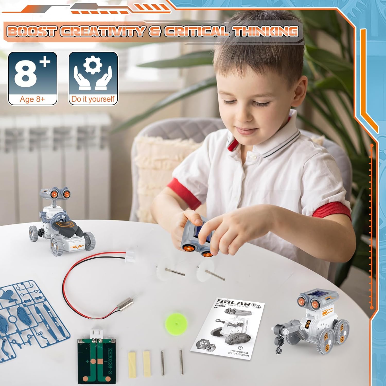 14-Piece - Science - Solar Robot Kit - STEM Learning Toy - Ages 8+