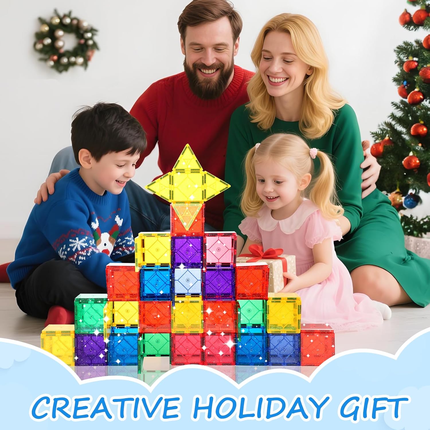 100-Piece - Sensory - Magnetic Building Tiles Set - STEM Learning Toy - Ages 4-8