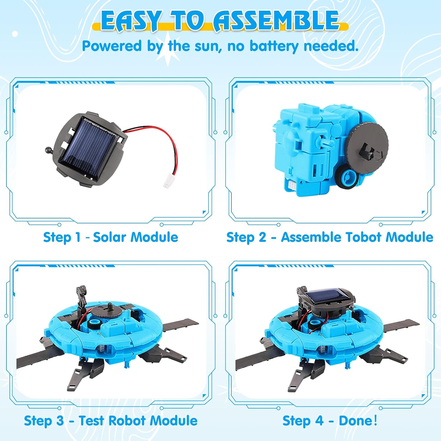 6-Piece - Space - Solar Robot Kit - STEM Learning Toy - Ages 8-12
