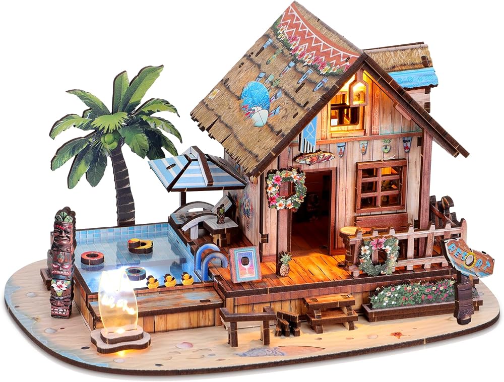 187-Piece - 3D Wooden Puzzle Kit - Creative Play Toy - Ages 14