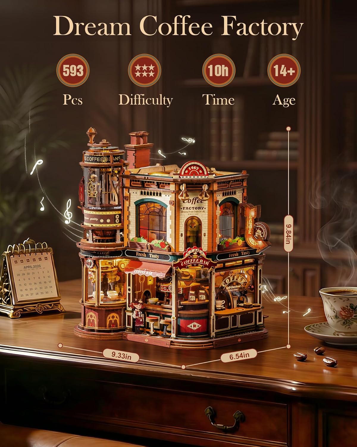 593-Piece - Robot - 3D Wooden Puzzle Kit - Creative Play Toy - Ages 14+